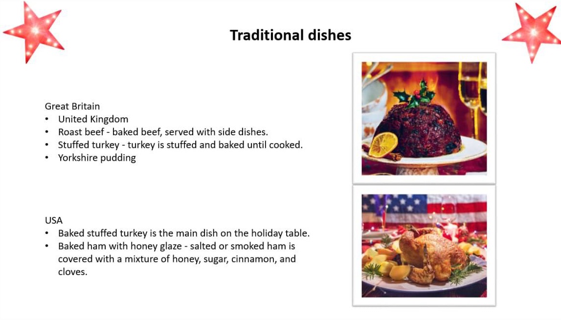 Слайд «Traditional dishes»